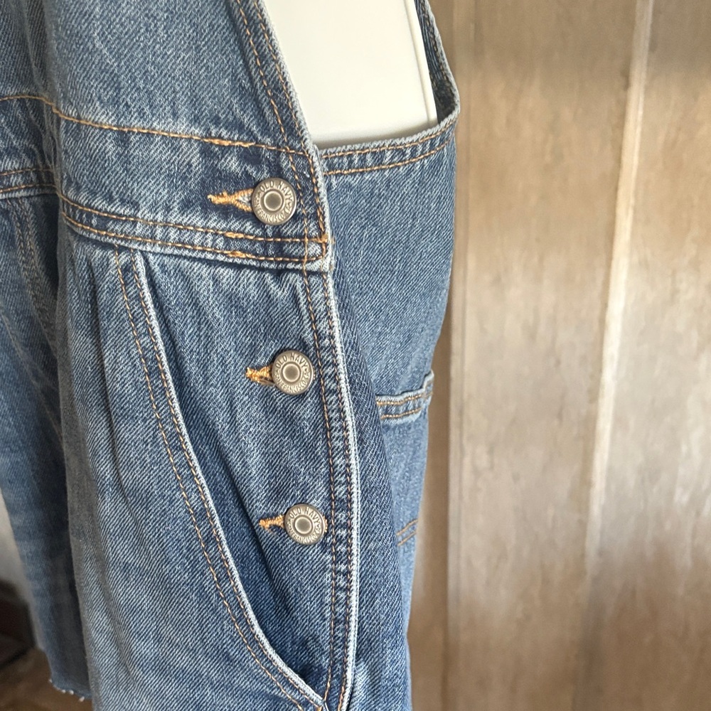 Old Navy Medium Blue Denim Overall Dress with Front Bib Pocket - Picture 3 of 6